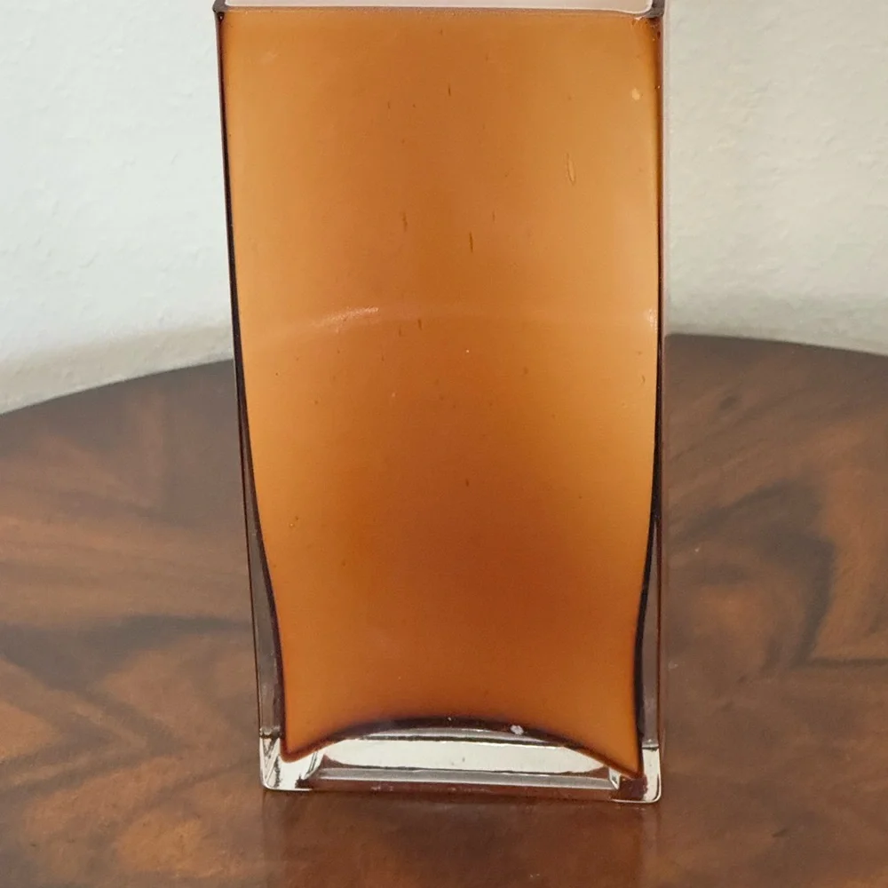Elegant Italian Cased Amber Hand Blown Glass Vase 8 1/4 Inches - Picture 9 of 10